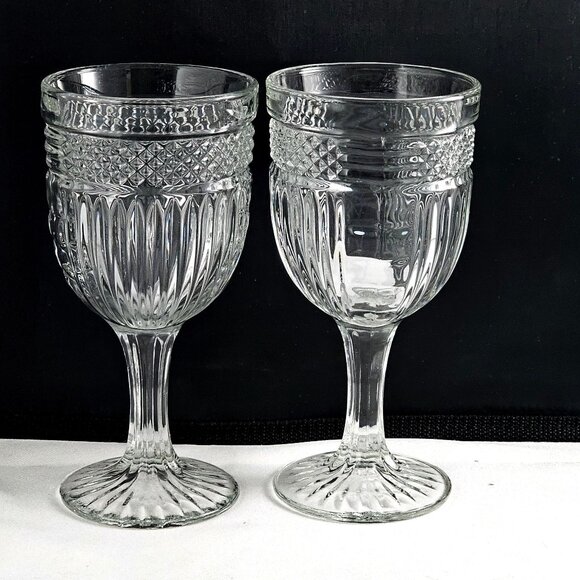 Libbey Glass Radiant Patterned Water Goblets 7" maximalism midcentury retro (2) - Picture 2 of 10